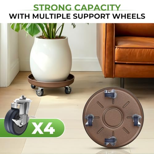 Plant Caddy With Wheels 13" Metal Plant Saucers for Indoors 350 Lb Capacity | Rolling Plant Stand, 360° Locking Casters Heavy Duty Planter Caddies, Rustproof and Waterproof, and Easy to Move, 1 Pack - size: 1 PACK 13 INCH