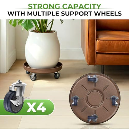 Plant Caddy With Wheels 13" Metal Plant Saucers for Indoors 350 Lb Capacity | Rolling Plant Stand, 360° Locking Casters Heavy Duty Planter Caddies, Rustproof and Waterproof, and Easy to Move, 1 Pack - size: 1 PACK 13 INCH