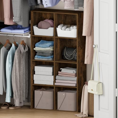 Furinno Reed 8-Cube Closet Organizers and Storage, Amber Pine | Closet Storage, Closet Organizer for Bedroom, Study Room, Hallway - color: Amber Pine, size: 8-Cube