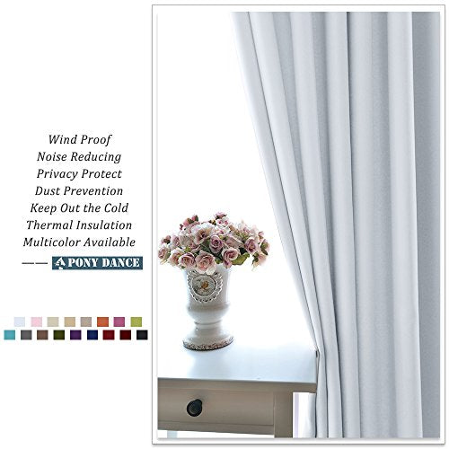 PONY DANCE Greyish White Room Darkening Kitchen Curtains 2 Panels Set,Thermal Insulated Small Window Treatment Heavy Duty Privacy Tiers for Laundry Bedroom Bathroom(2 Panels, W 34 x L 36 inches) - color: Greyish White, size: 34"W x 36"L (Pack of 2)