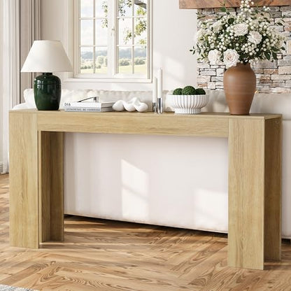 Spaco 63'' Narrow Long Console Table,Farmhouse Entryway Table Sofa Table with Storage,Wood Behind Couch Table for Living Room, Hallway,Foyer - color: Natural Oak (63'')