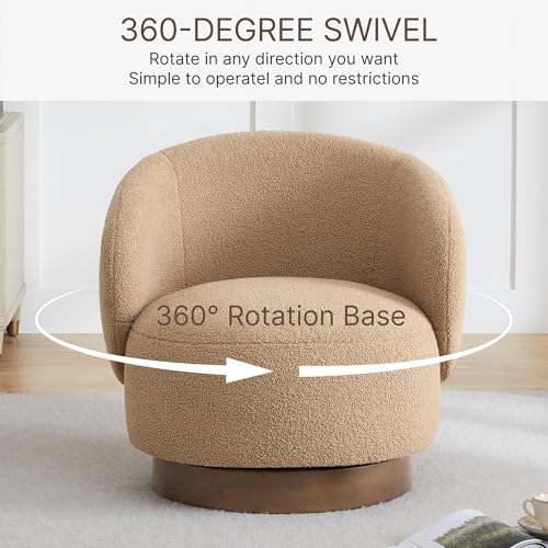 KISLOT Swivel Barrel Accent Chair, Boucle Fabric, Sand, 1-Pack | Modern Style, Upholstered, for Living Room/Bedroom/Waiting Room - color: Sand, size: Pack of 1