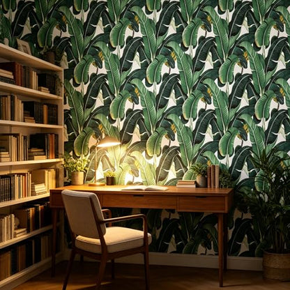 Banana Leaf Peel and Stick self Adhesive Wallpaper - 96''x32'' - color: X01, size: 32" x 96"