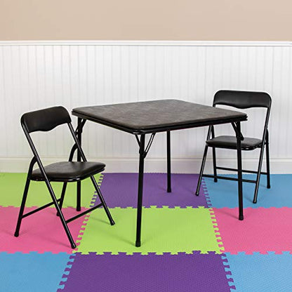 Flash Furniture Mindy Kids 3-Piece Folding Table and Chairs Set for Daycare and Classrooms, Children's Activity Table and Chairs Set, Black - color: Black, size: 3 Piece Set