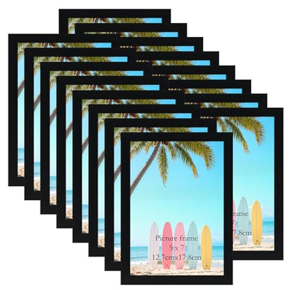 Giftgarden 5x7 Picture Frame Black Set of 16, Lightweight 5 by 7 Photo Frames Bulk for Family, Office, Living room Wall Hanging and Tabletop Display - color: Black*16, size: 5x7