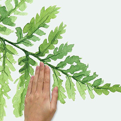 RoomMates RMK4559TBM Watercolor Fern Giant Peel and Stick Wall Decals , Green