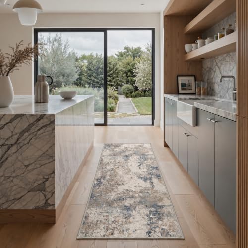 BEIMO 5X7 Modern Abstract Area Rug, Washable Non Slip Soft Living Room Rug | Artistic Rug in Dusty Beige, Soft Faux Wool Rug for Bedroom and Dining Room, Non-Shedding, Easy Care, Lightweight, Low Pile - color: Dusty Beige-4, size: 5' x 7' (Rectangular)