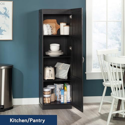 Sauder Miscellaneous Tall Storage Cabinet, Kitchen Pantry, Single Door with Adjustable Shelves, Raven Oak Finish - color: Raven Oak