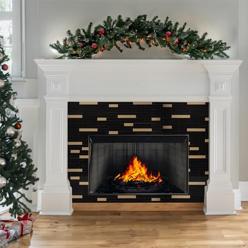 StyloVue 20 Sheets Peel and Stick Tile Backsplash, Black with Metal Gold Look Stick on Tile Upgrade Your Kitchen Backsplash, RV, Fireplace - color: Black With Metal Gold