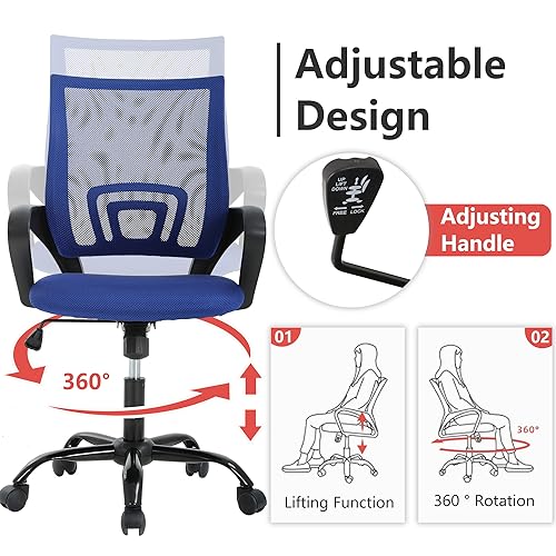 PayLessHere Office Computer Chair Ergonomic Cheap Desk Chair Adjustable Comfortable Mid Back Task Rolling Swivel with Lumbar Support for Home Office (Pack of 2, Blue) - color: Blue, style: pack of 2