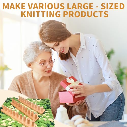 Zlshmoee 64-Inch Double-Row Yarn Blanket Loom Kit Adjustable Wooden Frame Needle-Free Hand-Knitting Yarn Project DIY Beginner Craft Gift - color: 64in'' Circular