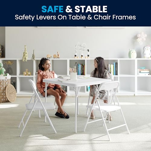 Flash Furniture Mindy Kids 5-Piece Folding Table and Chair Set, White | Daycare and Classroom, Children's Activity Table, Portable - color: White, size: 5 Piece Set