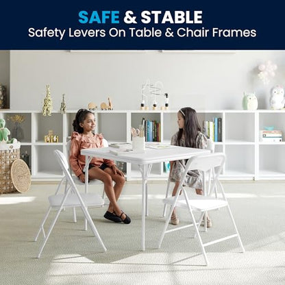 Flash Furniture Mindy Kids 5-Piece Folding Table and Chair Set, White | Daycare and Classroom, Children's Activity Table, Portable - color: White, size: 5 Piece Set
