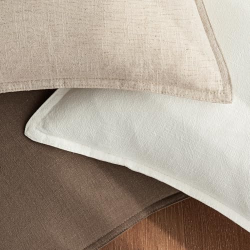 28x28 Inch Linen Solid Euro Throw Pillow Covers Set of 2 Cream White | Decorative Boho Accent Farmhouse Couch Pillowcases, Modern Neutral Home Decor, for Couch Sofa Living Room Bed - color: Cream White, size: 28" x 28" (Pack of 2)