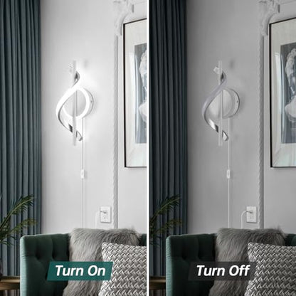 LED Wall Sconces Indoor, 12W Plug In Wall Sconces Set of 2, Modern Spiral Wall Lamp, Bedside Wall Lamps, 6000K Cold White Wall Light Fixture for Bedroom Stairs Living Room Hallway (Cold White, White) - color: White-Cool White