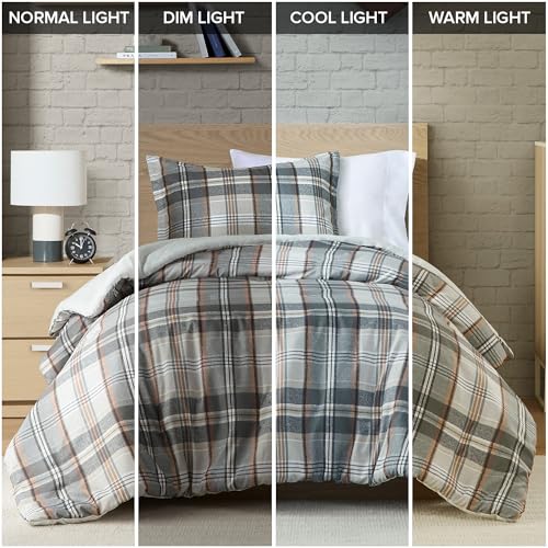 Intelligent Design Plaid Lodge Modern Tan/Gray Twin Duvet Cover Set, 2pc | Girls Bedroom Bedding, Back to School, Casual, Lightweight, All-Season, Machine Washable, Easy Care, Cozy, Breathable, Soft - color: Tan/Gray, size: T/TXL Duvet Cover