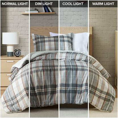 Intelligent Design Plaid Lodge Modern Tan/Gray Twin Duvet Cover Set, 2pc | Girls Bedroom Bedding, Back to School, Casual, Lightweight, All-Season, Machine Washable, Easy Care, Cozy, Breathable, Soft - color: Tan/Gray, size: T/TXL Duvet Cover
