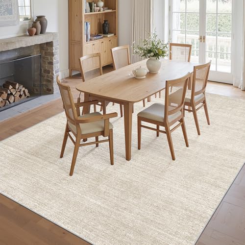 Art&Tuft Washable Rugs 9x12, Low Pile Area Rugs 9x12 Living Room - Non Slip and Stain Resistant Soft Thin Rug for Bedroom, Dining Room, Kitchen, Office, Beige - color: Stripe-beige, size: 9' X 12'