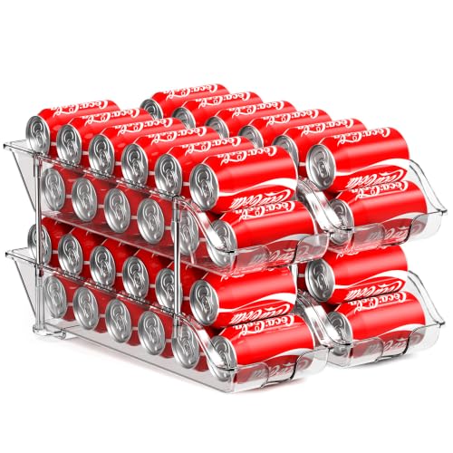Stackable Soda Can Organizer for Pantry or Fridge, Holds 48 Cans | Heavy-Duty, Clear PET, Space-Saving Drink Organizer, Gravity Rolling, Pop can & Food can Dispenser/Storage/Container - size: 2 Pack