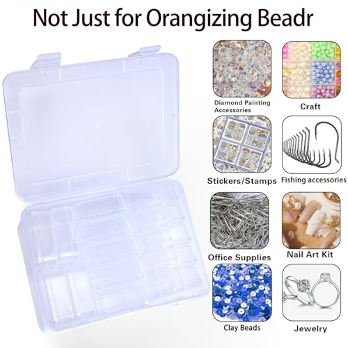14 Pieces Plastic Storage Cases Mini Clear Storage Containers Transparent Boxes with Hinged Lid