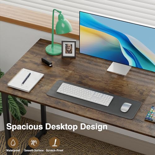 FDW 47 inches Computer Desk/Home Office Desk/Writing Study Table/Modern Simple Style PC Desk with Metal Frame,Brown - color: Brown, size: 47 Inches