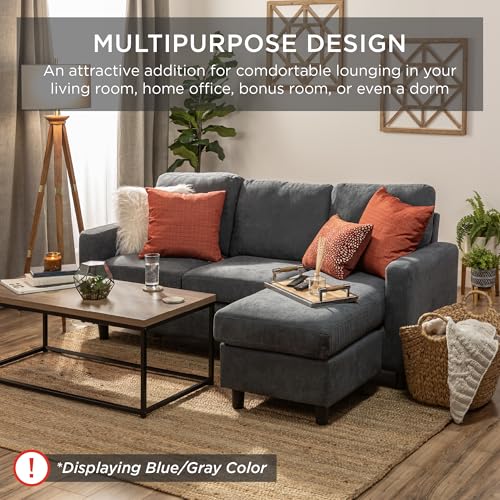 Best Choice Products Upholstered Sectional Sofa for Home, Apartment, Dorm, Bonus Room, Compact Spaces w/Chaise Lounge, 3-Seat, L-Shape Design, Reversible Ottoman Bench, 680lb Capacity - Gray - color: Linen - Gray