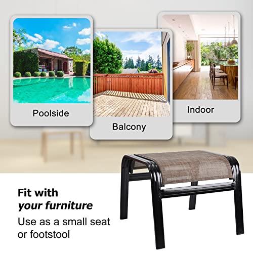 Patio Ottoman Outdoor Footstools Assembled Aluminum Footrest Small Seat for Balcony,Backyard 2 Pack Brown - color: 2 Pieces-new Brown