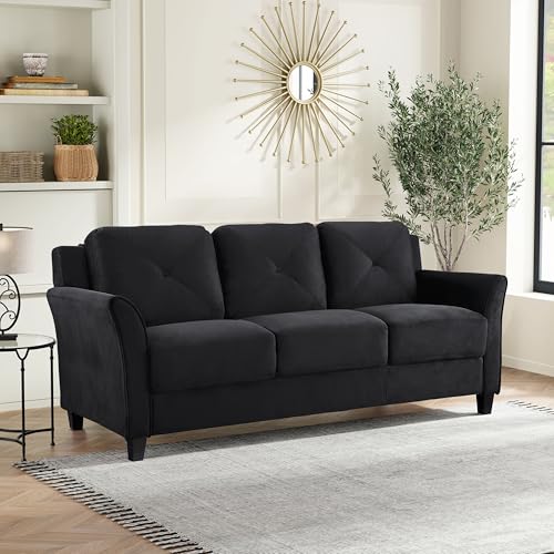 Studio Living Harrington 80.3" Sofa, Transitional Modern, Pocket Coil Comfort, Easy Assembly, Microfiber Fabric, Black - color: Black, size: Sofa
