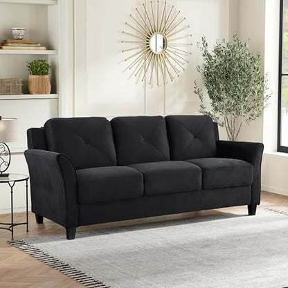 Studio Living Harrington 80.3" Sofa, Transitional Modern, Pocket Coil Comfort, Easy Assembly, Microfiber Fabric, Black - color: Black, size: Sofa