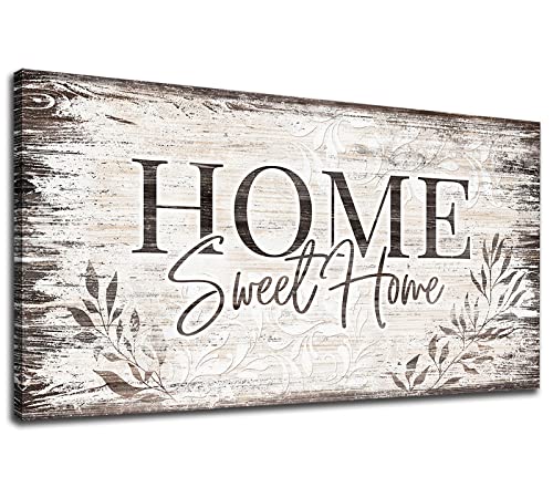arteWOODS Home Sweet Home Wall Art Sign Large Dark Brown Farmhouse Wall Sign for Living Room Decoration Wooden Board Design Canvas Prints Modern Rustic Artwork Leaf Pictures Wall Decor 20" x 40" - color: Home Sweet Home, size: 40"L x 20"W
