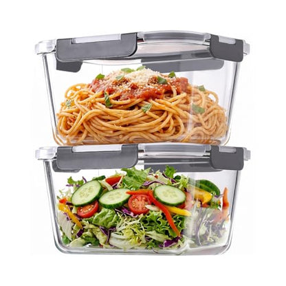 2 Pack 88oz/11 Cups Large Glass Storage Containers with Lids, High Borosilicate BPA Free Airtight Leakproof Meal Prep Containers for Microwave, Freezer & Dishwasher, Kitchen, Gym & Picnic,Baking - color: 2600ML*2