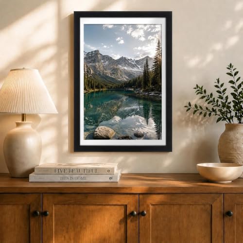 HEART ART Frame, Picture Frame Set of 9 13x19 inches with Mat for 11x17, Gallery Wall Design, Black | Gallery Wall Frame Set, Collage, Picture Frame - color: Black, size: 13x19 for 11x17
