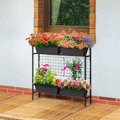 ETELI Vertical Garden Planter Raised Garden Beds with Legs Elevated Garden Planter Boxes with Legs Trellis Patio Balcony Herb Garden Planters Beds Outdoor for Flowers Vegetables, Gray - color: Gray