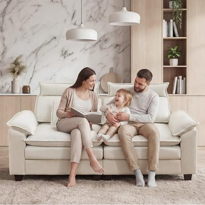 72'' Cloud Deep Seat Loveseat, Modular 2 Seater Sectional Couch with Detachable Headrest, Modern Love Seat Sofas for Living Room, Apartment, Beige - color: Beige, size: Loveseat