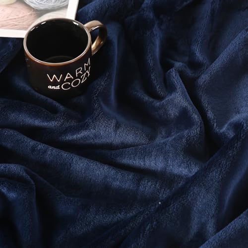 TASTHROW Navy Throw Blanket 60x80 Inches | Soft Plush Cozy Fleece Flannel Throw Blanket, Lightweight Warm Throws for Bed, Couch, Bedroom and Living Room, All Seasons - color: Navy, size: 60"x80"