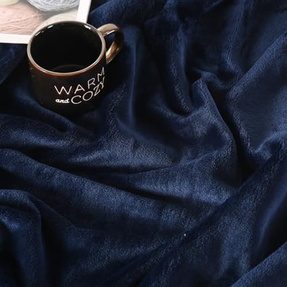 TASTHROW Navy Throw Blanket 60x80 Inches | Soft Plush Cozy Fleece Flannel Throw Blanket, Lightweight Warm Throws for Bed, Couch, Bedroom and Living Room, All Seasons - color: Navy, size: 60"x80"
