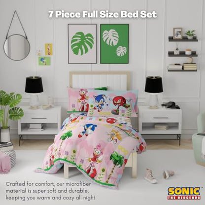 Franco Sonic the Hedgehog Amy Rose Anime Kids Bedding Super Soft Comforter and Sheet Set with Sham, 5 Piece Twin Size, (Officially Licensed Product) - color: Sonic the Hedgehog Girl, size: Twin