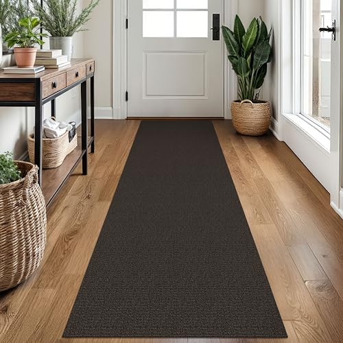 Washable Runner Rug, Non Slip Kitchen Rug, 2x7 Ft, Taupe/Coffee | Washable Braided Runner Carpet, Non Slip Rubber Dot Backed, For Hallway, Kitchen, Entryway, Bedroom, Laundry Room, Foyer - color: Taupe/Coffee, size: 2' x 7' (Rectangular)