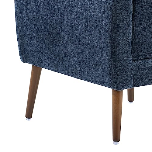 Accent Chair, Living Room Chairs with Solid Wood Legs & Pillow | Chairs Living Room with High Tufted Backrest, Reading Chair for Bedroom/Office, Chenille Fabric - color: Dark Blue