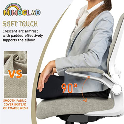 Mimoglad Home Office Chair - Ergonomic High Back Desk Chair with Adjustable Lumbar Support and Thickened Seat Cushion - Breathable Mesh Computer Chair - color: Light Ivory