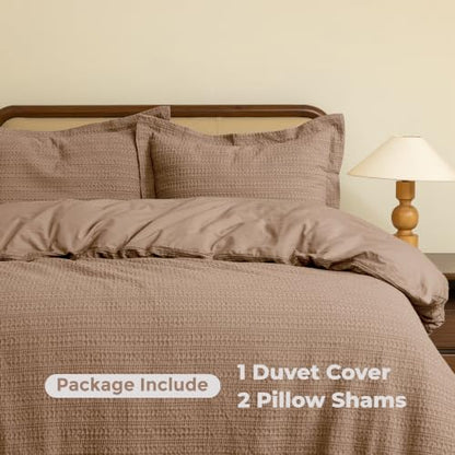 Dreamology Waffle Weave Duvet Cover Queen, Queen Bedding Set, 100% Cotton | Waffle Duvet Cover with Zipper Closure, Soft Textured & Breathable,Duvet Cover Queen 3 Pieces (Camel Brown) - color: Camel Brown, size: Queen
