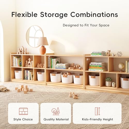 OOOK 2-Tier Montessori Bookshelf, Double-Sided Toy Organizers and Storage | FSC Safety, Toddler Open Bookshelf Suitable for Classroom, Kids Room, Playroom and Daycare Center, 32.7"W×11.4"D×23.2"H - size: 32.7 x 11.4 x 23.2 inches
