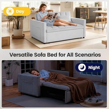 Sleeper Sofa Bed with Adjustable Backrest & Side Pockets, Gray | Adjustable Backrest & Side Pockets,Pull Out Sofa,Comfortable Fabric - color: S-light Gray-gw