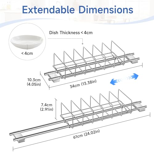 Expandable Over the Sink Plate Drying Rack with Dish Cloth Holder, Small Metal Dish Dryer Rack, Space-Saving Sink Drainer for Plates, Dish Rags, Sponges, Brushes, and Bottles (Silver)