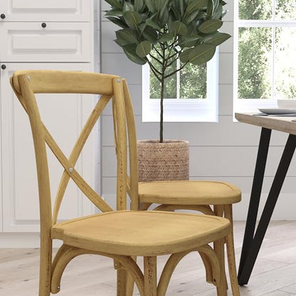 Merrick Lane Bardstown X-Back Bistro Style Wooden Dining Chair for Kitchens and Dining Rooms, High-Back Wood Stackable Kitchen Chair, Natural - color: Natural