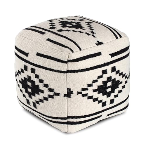 Anji Mountain Pouf Ottoman Foot Rest, Handmade Ottoman Pouf, Comfortable Foot Stool, Decorative Floor Seating for Living Room Decor, Bedroom & Home Décor Accent - Noir Noor - color: Noir Noor
