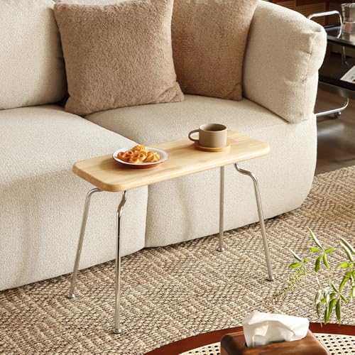 Small Wood Bench, 24" End of Bed Benches, Armless Entryway Bench with Metal Legs & Safety Rounded Corners, Entryway Benches for Dining Table, Small Space, Apartment - color: Natural Wood, size: 24"L x 10"W x 17.7"H