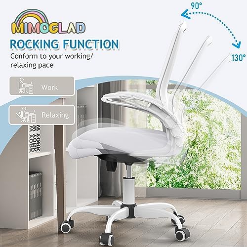 Mimoglad Ergonomic High Back Mesh Office Chair, Adjustable Lumbar Support, Thickened Seat Cushion - color: Ivory White