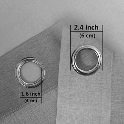 DWCN Grey Faux Linen Ombre Sheer Curtains - Semi Voile Gradient Grommet Top Curtains for Bedroom and Living Room, Set of 2 Window Curtain Panels, 52 x 84 Inches Long - color: Grey, size: 52"W x 84"L (Pack of 2)