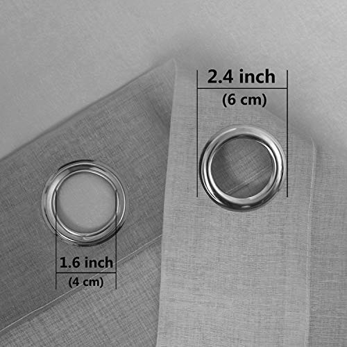 DWCN Grey Faux Linen Ombre Sheer Curtains - Semi Voile Gradient Grommet Top Curtains for Bedroom and Living Room, Set of 2 Window Curtain Panels, 42 x 84 Inches Long - color: Grey, size: 42"W x 84"L (Pack of 2)
